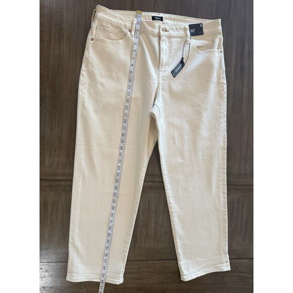 NWT Express Boyfriend Mid Rise Cream White Denim Jeans Pants Women’s Size 16 NEW - Picture 13 of 16